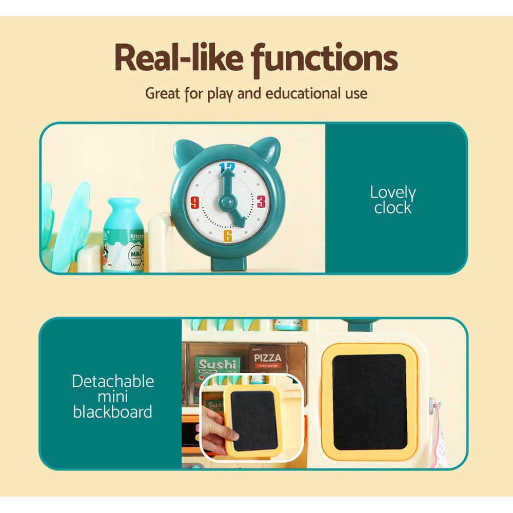 Keezi Kids Kitchen Play Set Cooking Sound Steam Light Multicoloured
