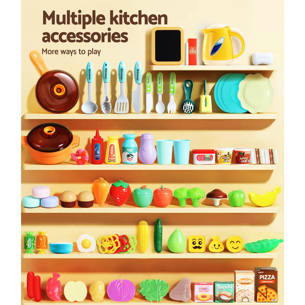 Keezi Kids Kitchen Play Set Cooking Sound Steam Light Multicoloured