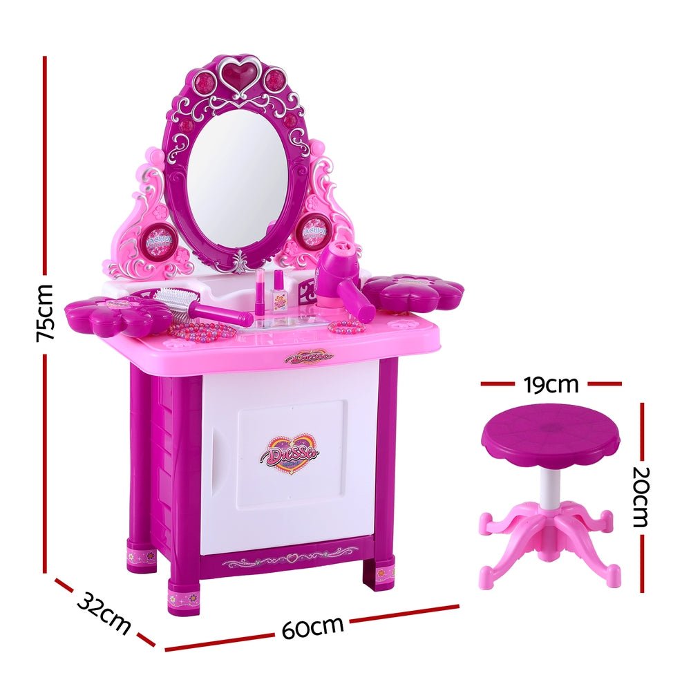 Keezi Kids Makeup Play Set Vanity Table Chair Pink