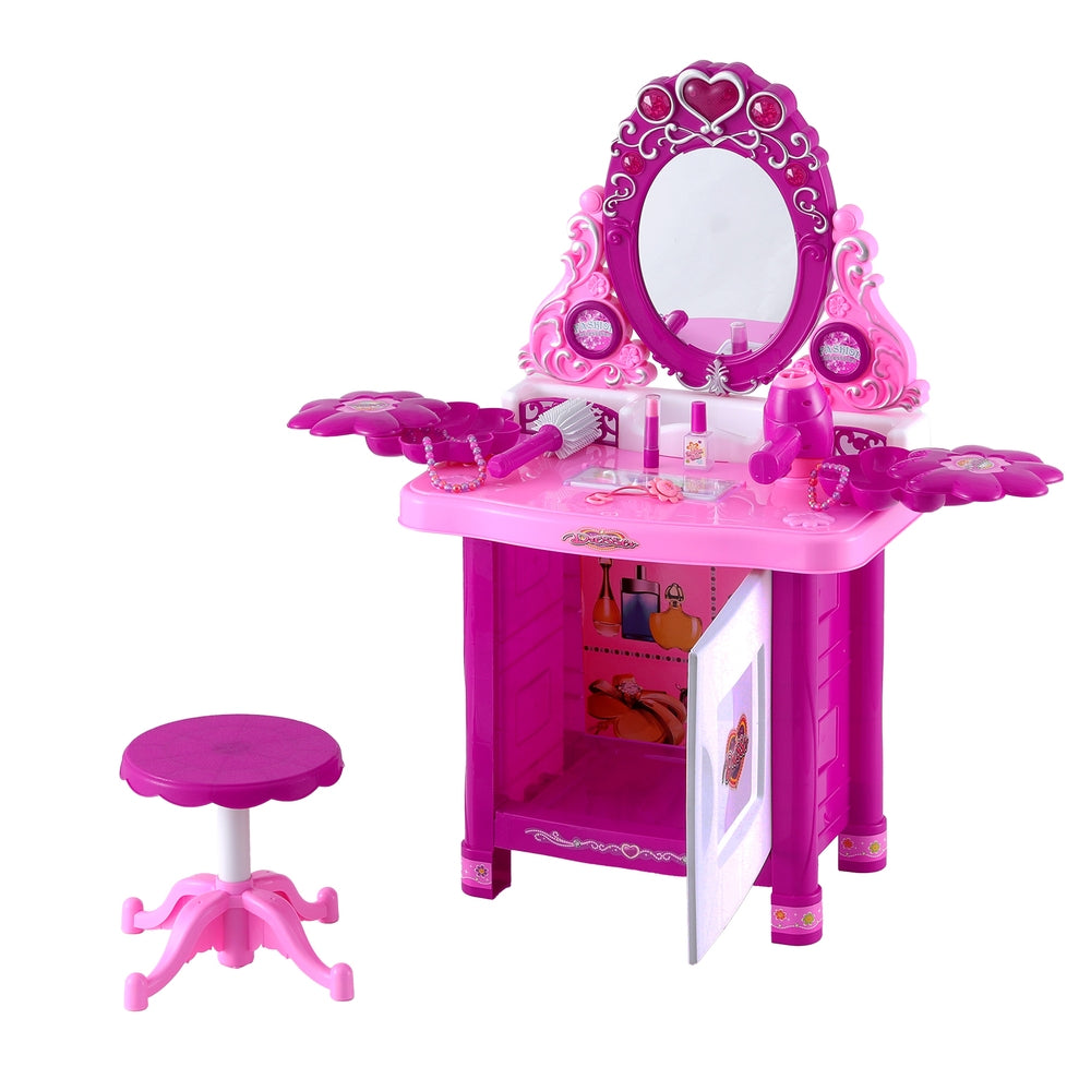 Keezi Kids Makeup Play Set Vanity Table Chair Pink