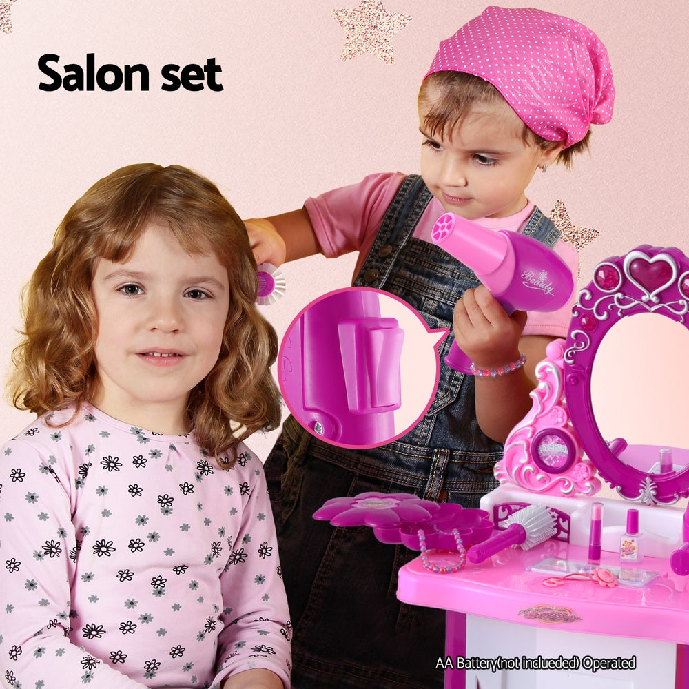 Keezi Kids Makeup Play Set Vanity Table Chair Pink