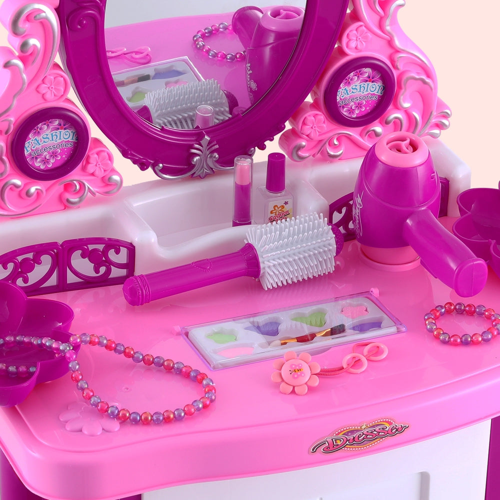 Keezi Kids Makeup Play Set Vanity Table Chair Pink