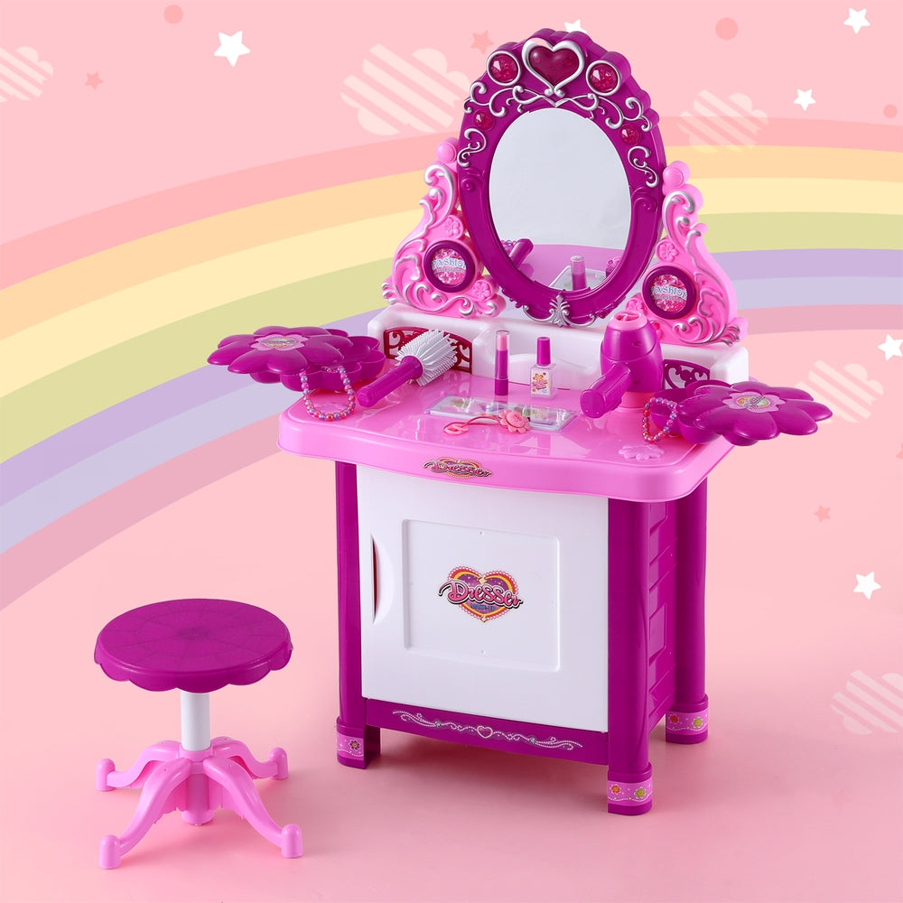Keezi Kids Makeup Play Set Vanity Table Chair Pink