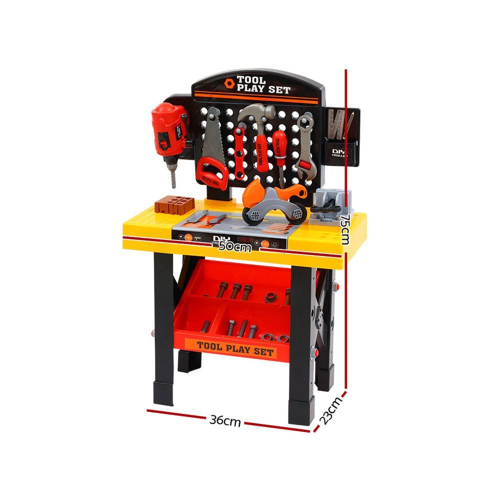 Keezi 54-Piece Kids Workbench Pretend Play Tools Set Black