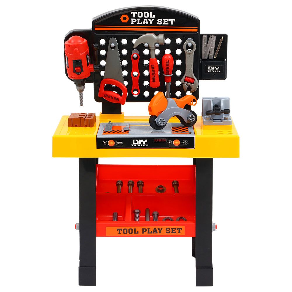 Keezi 54-Piece Kids Workbench Pretend Play Tools Set Black