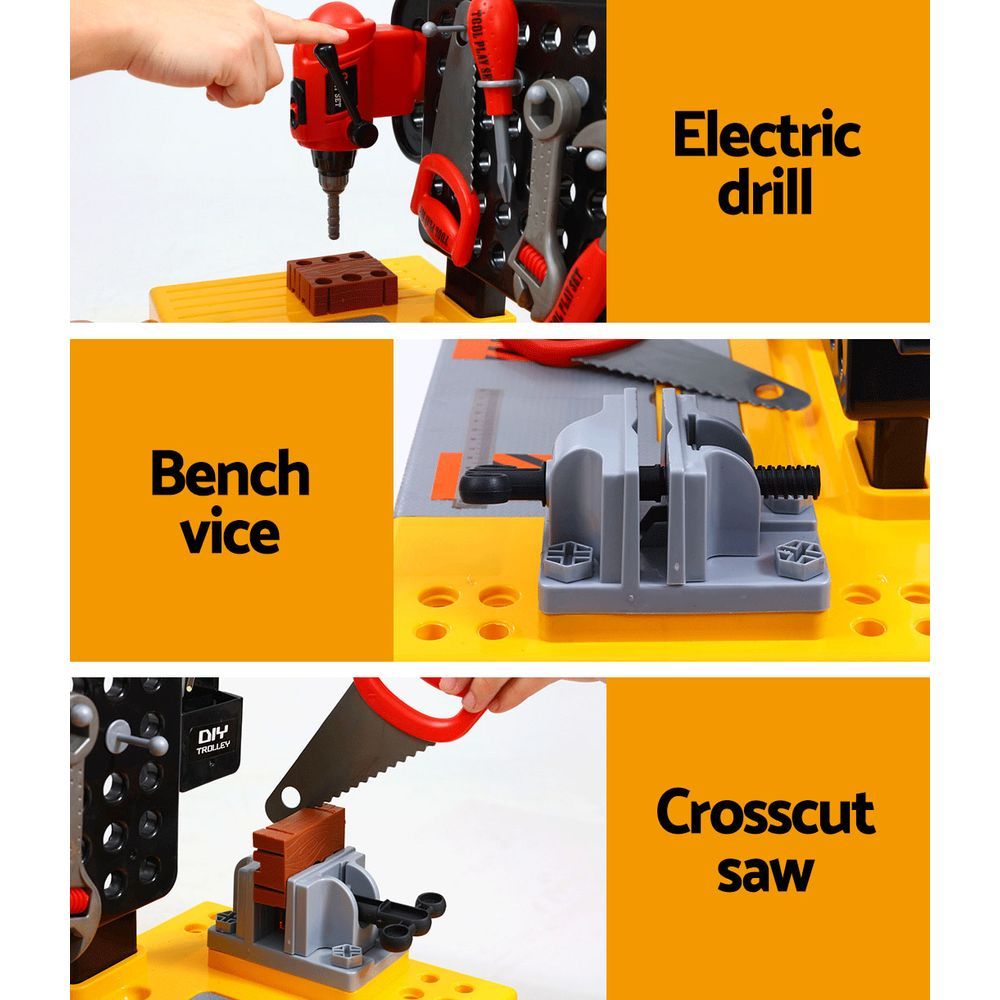 Keezi 54-Piece Kids Workbench Pretend Play Tools Set Black
