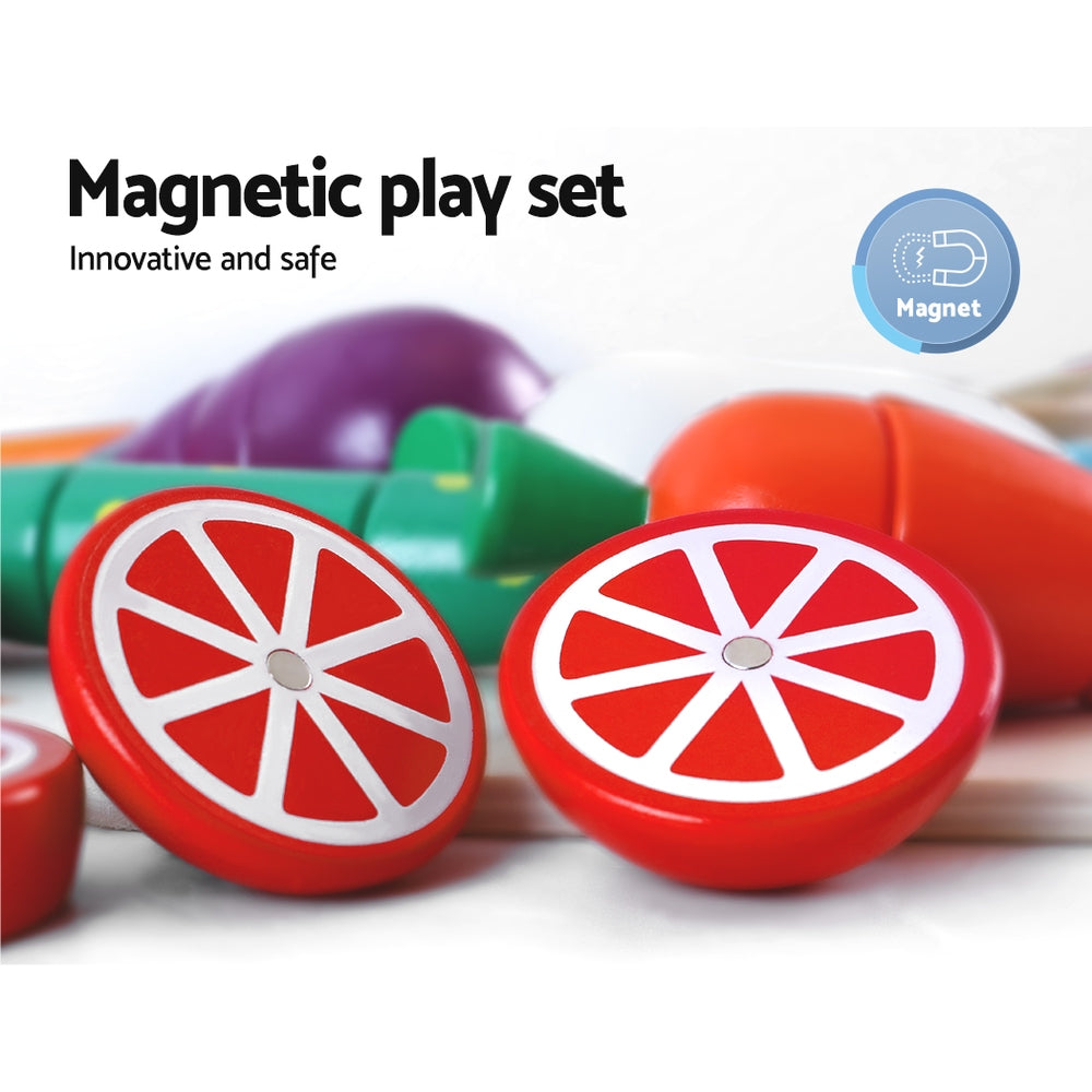 Keezi Wooden Kids Kitchen Playset 29-Piece Pretend Cooking Toys