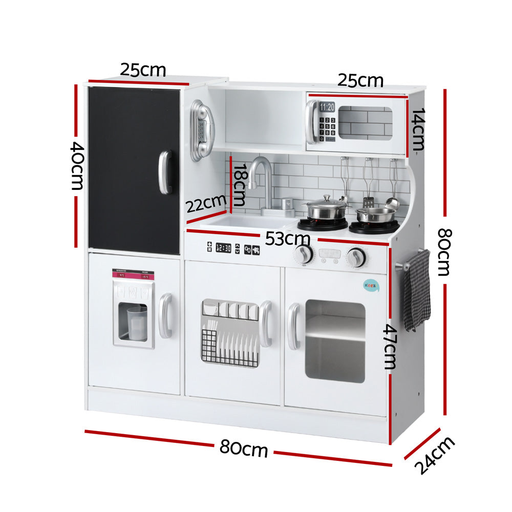 Keezi 80cm Kids Wooden Kitchen Play Set White