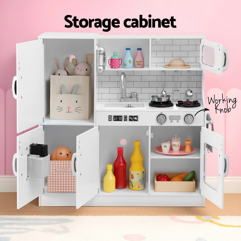 Keezi 80cm Kids Wooden Kitchen Play Set White