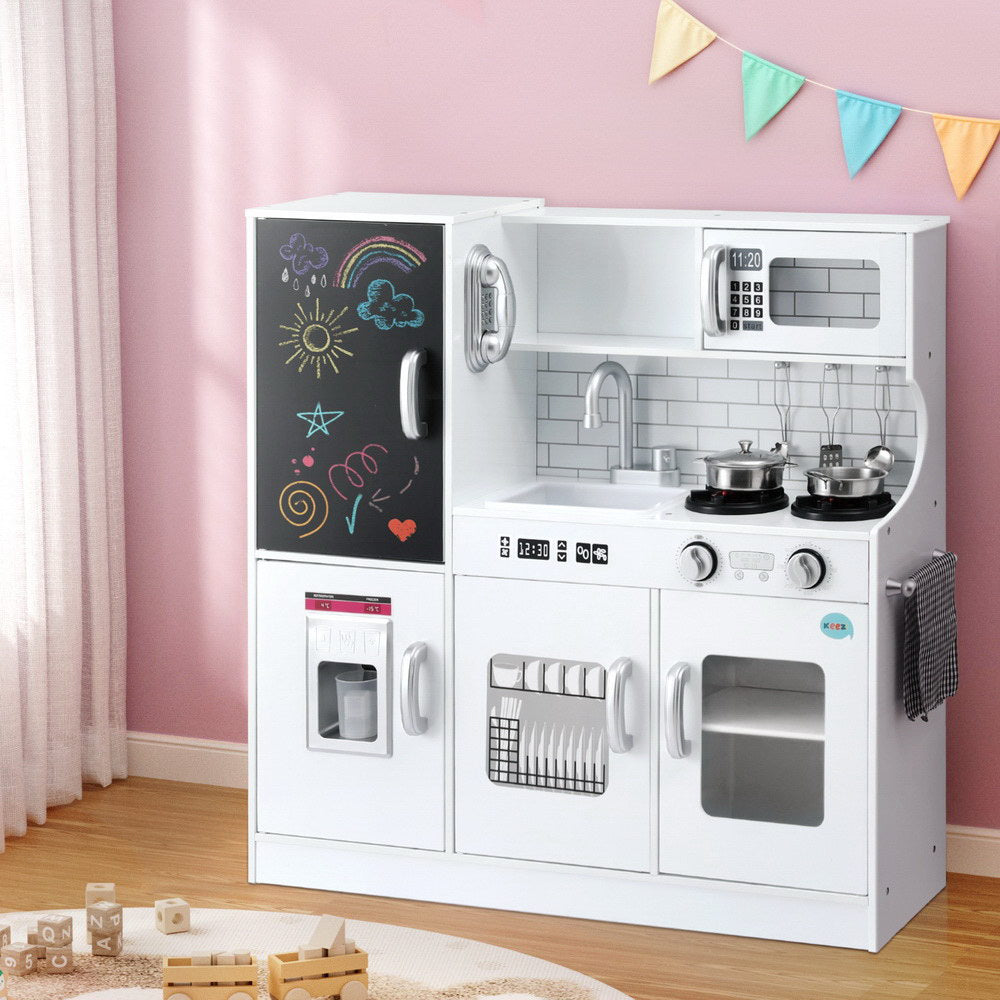 Keezi 80cm Kids Wooden Kitchen Play Set White
