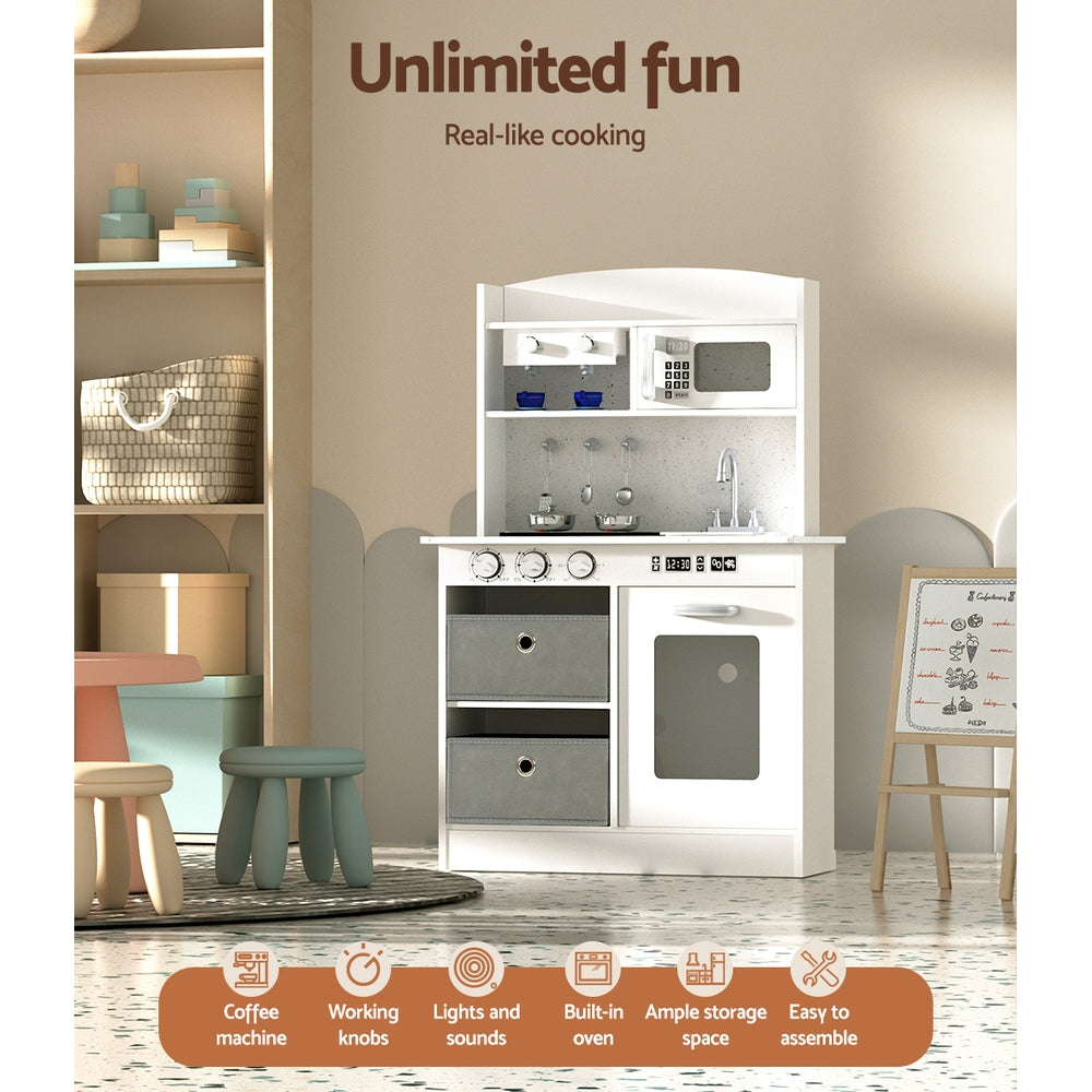 Keezi Kids Wooden Kitchen Playset Black & White