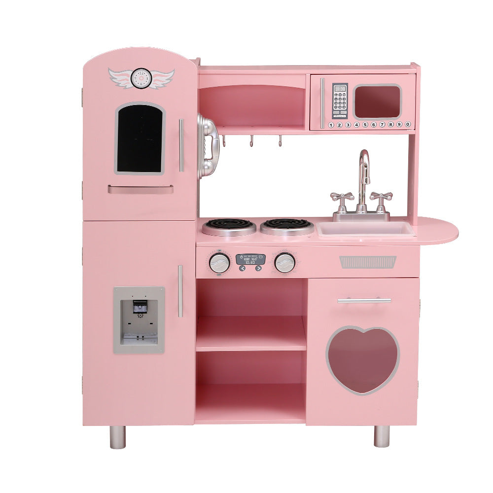 Keezi Wooden Kids Kitchen Play Set Pink