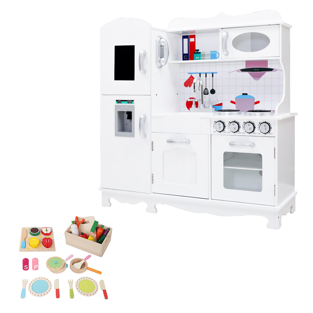 Keezi Wooden Kids Kitchen Play Set White