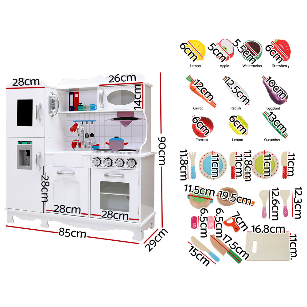 Keezi Wooden Kids Kitchen Play Set White