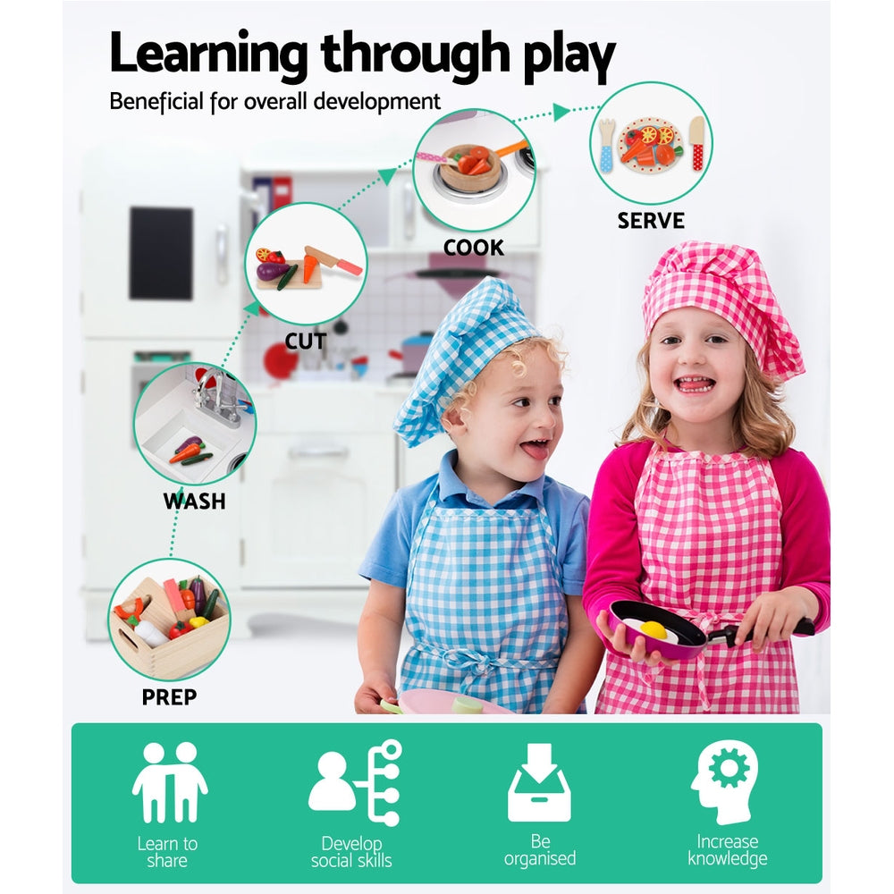 Keezi Wooden Kids Kitchen Play Set White