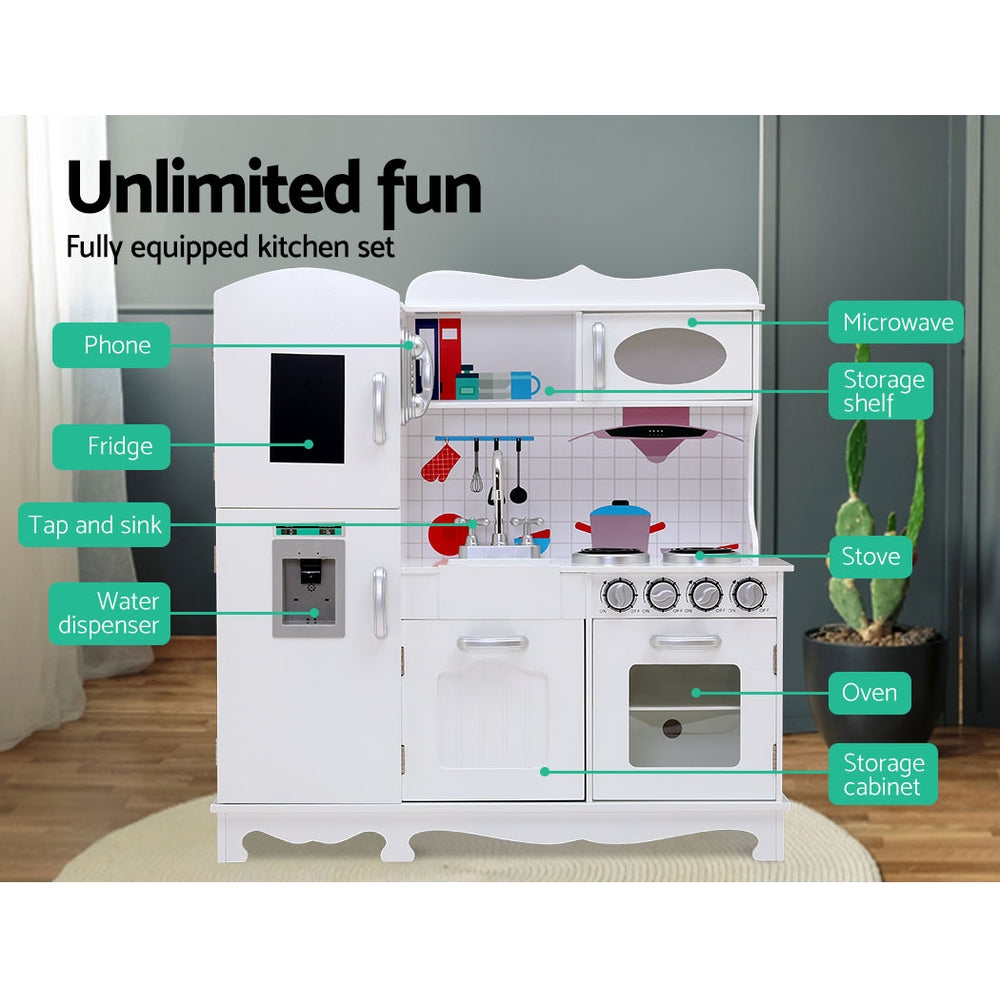 Keezi Wooden Kids Kitchen Play Set White