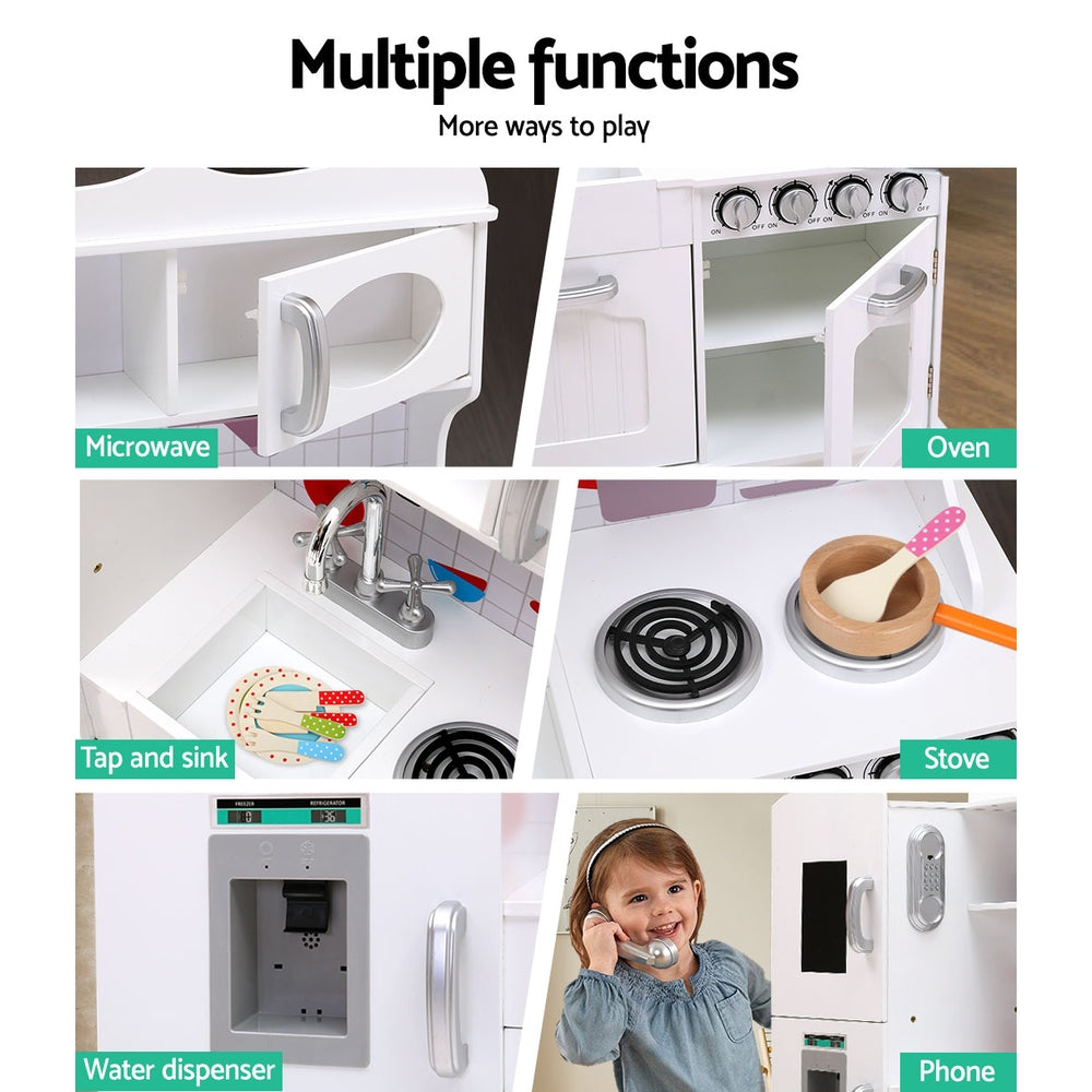 Keezi Wooden Kids Kitchen Play Set White