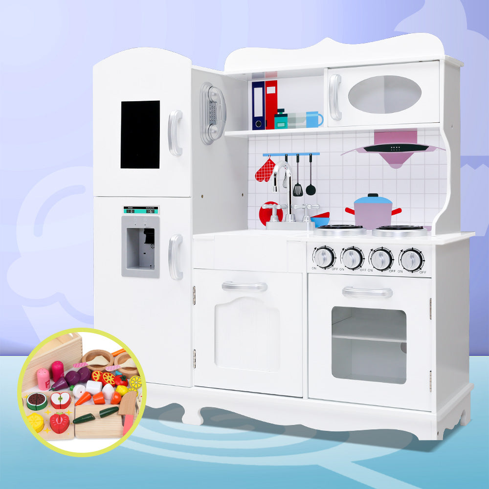 Keezi Wooden Kids Kitchen Play Set White
