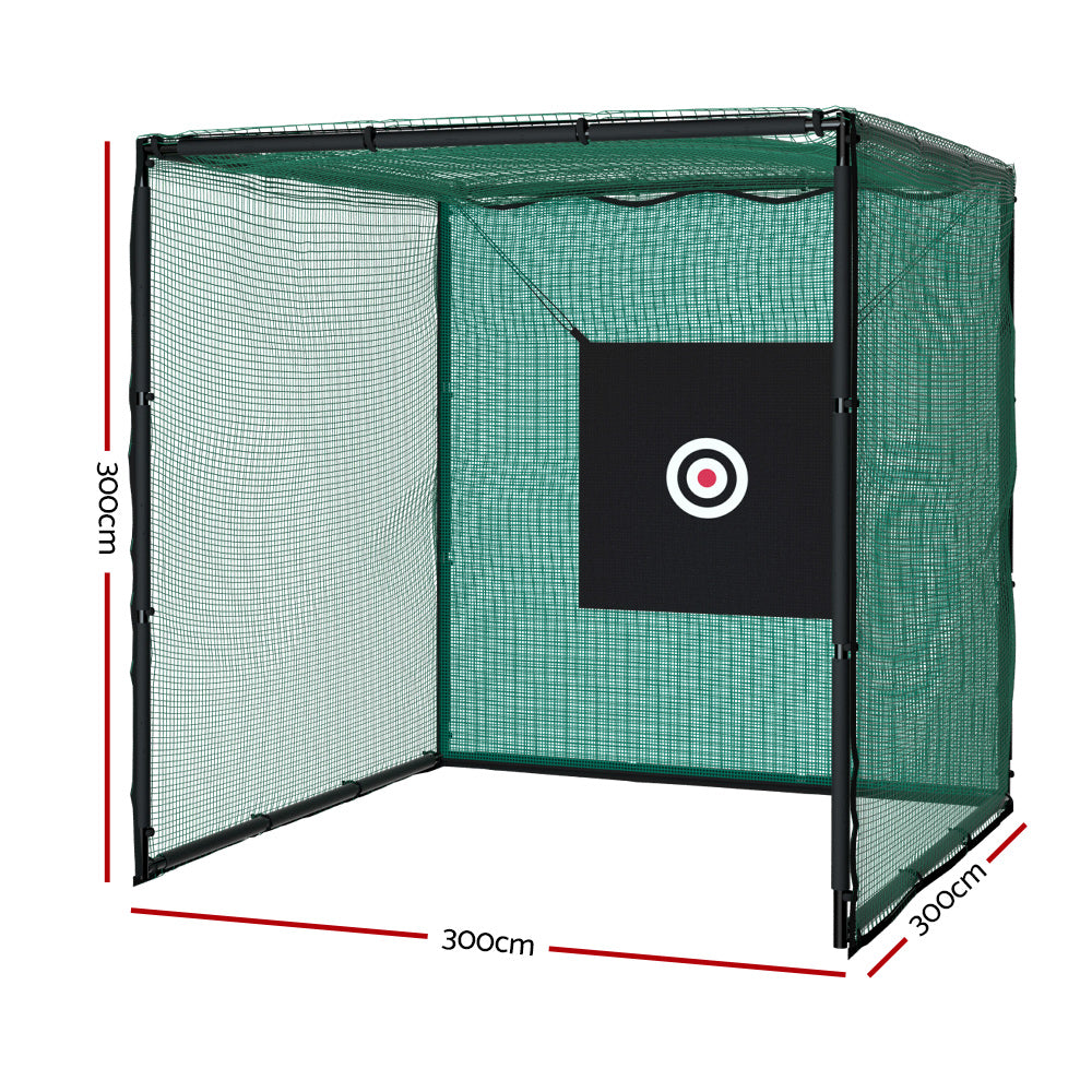 Everfit 3m Golf Practice Net Steel Frame Black Green