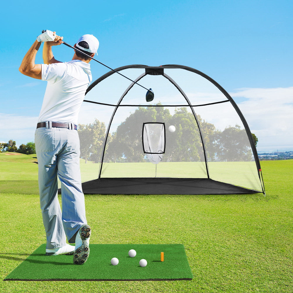 Everfit 3.5m Golf Practice Net with Driving Mat Black