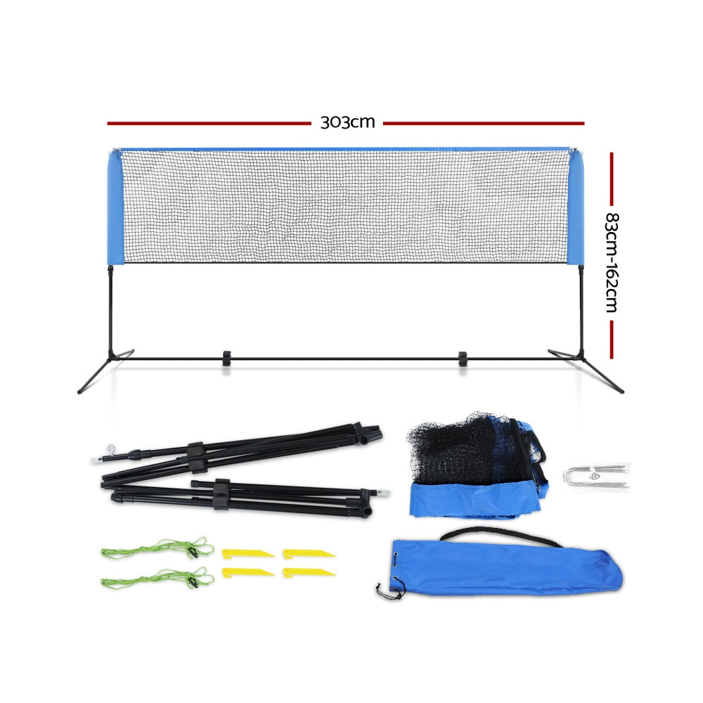 Everfit 3m Adjustable Sports Net Portable Tennis Volleyball Badminton Kit