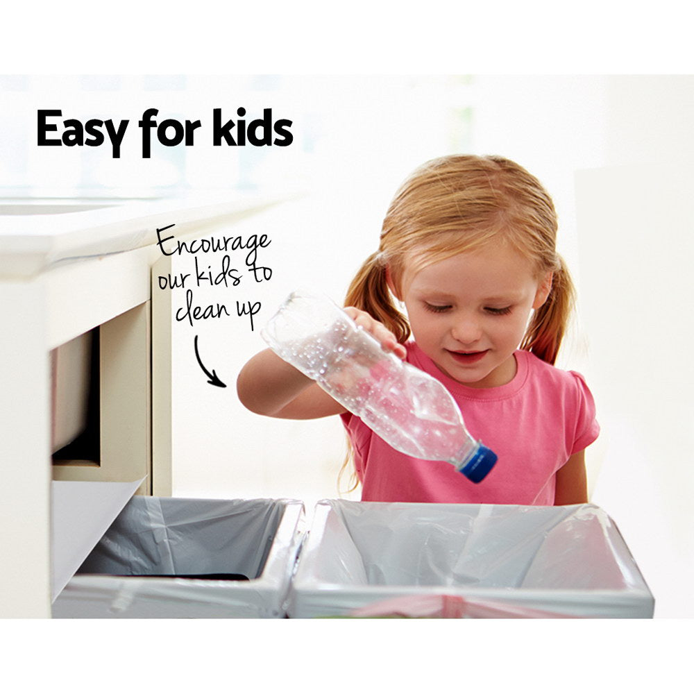 Cefito 40L Dual Pull Out Kitchen Bin Double Basket White