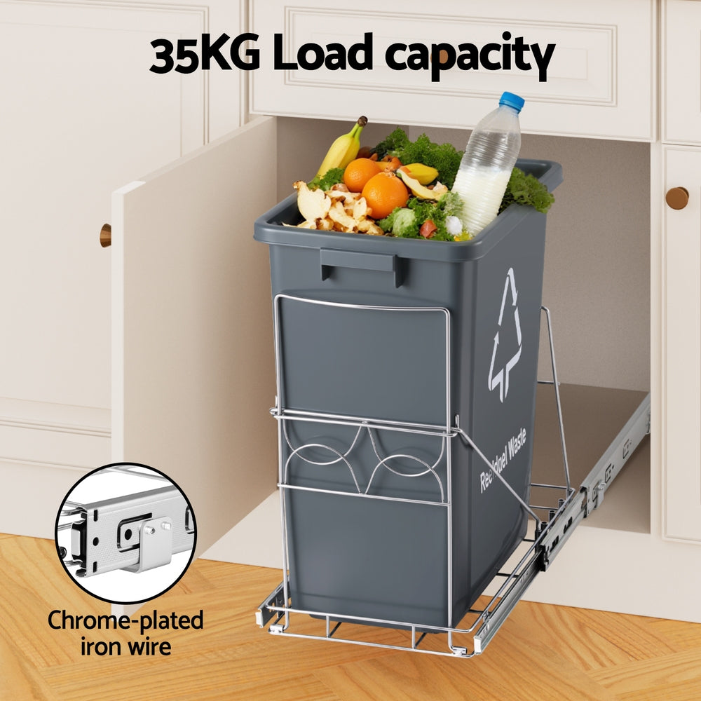 Cefito 40L Pull-Out Kitchen Cabinet Bin Grey