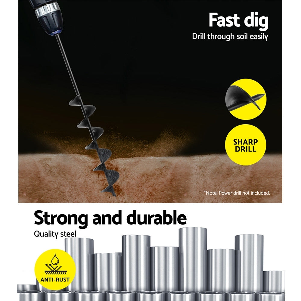 GIANTZ Small Earth Planter Auger 75x600mm Black