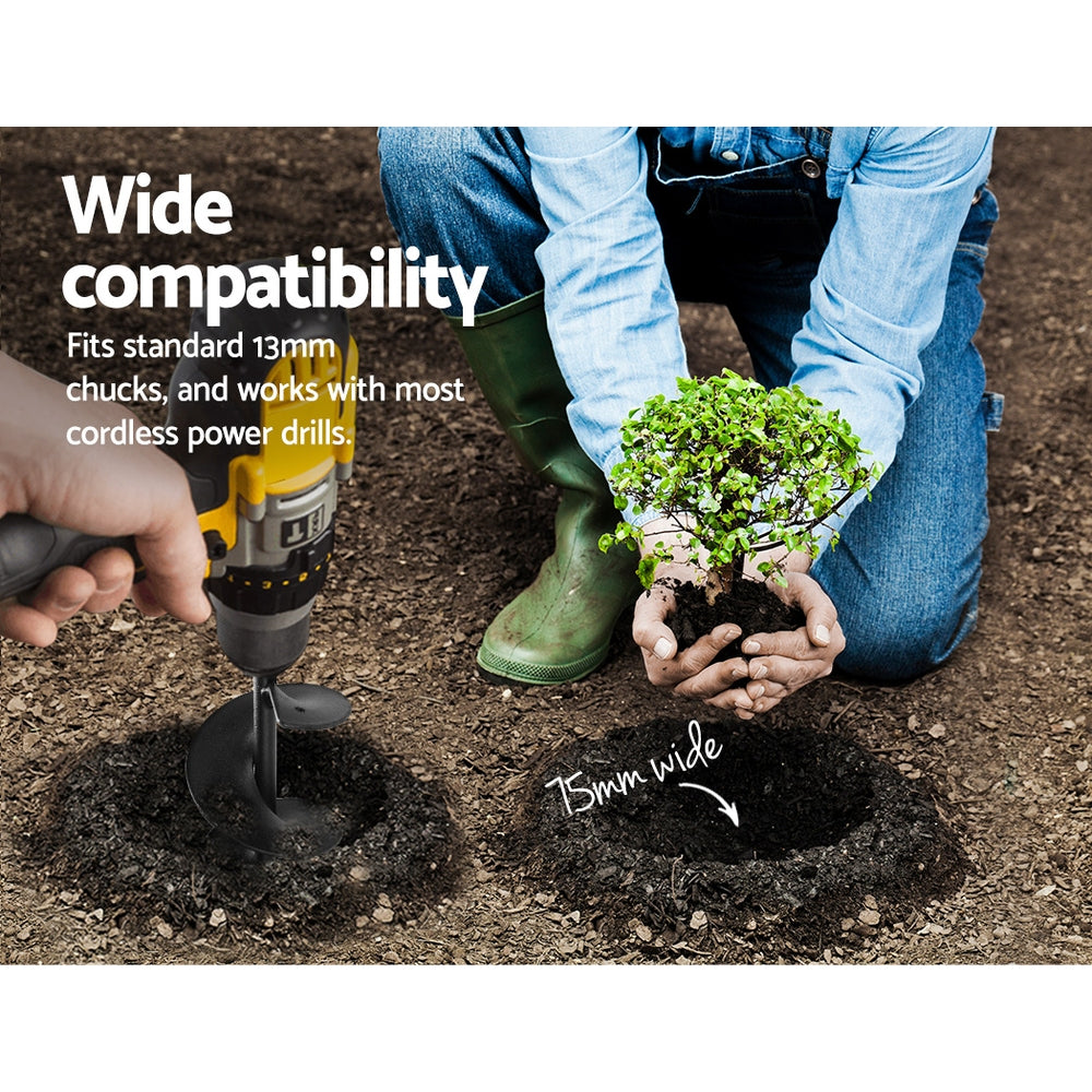 GIANTZ Small Earth Planter Auger 75x600mm Black