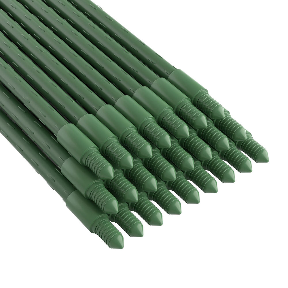 Set of 24 Green Metal Plant Stakes, Extendable - Greenfingers