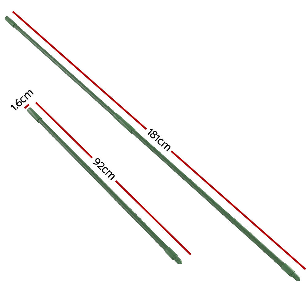 Set of 24 Green Metal Plant Stakes, Extendable - Greenfingers