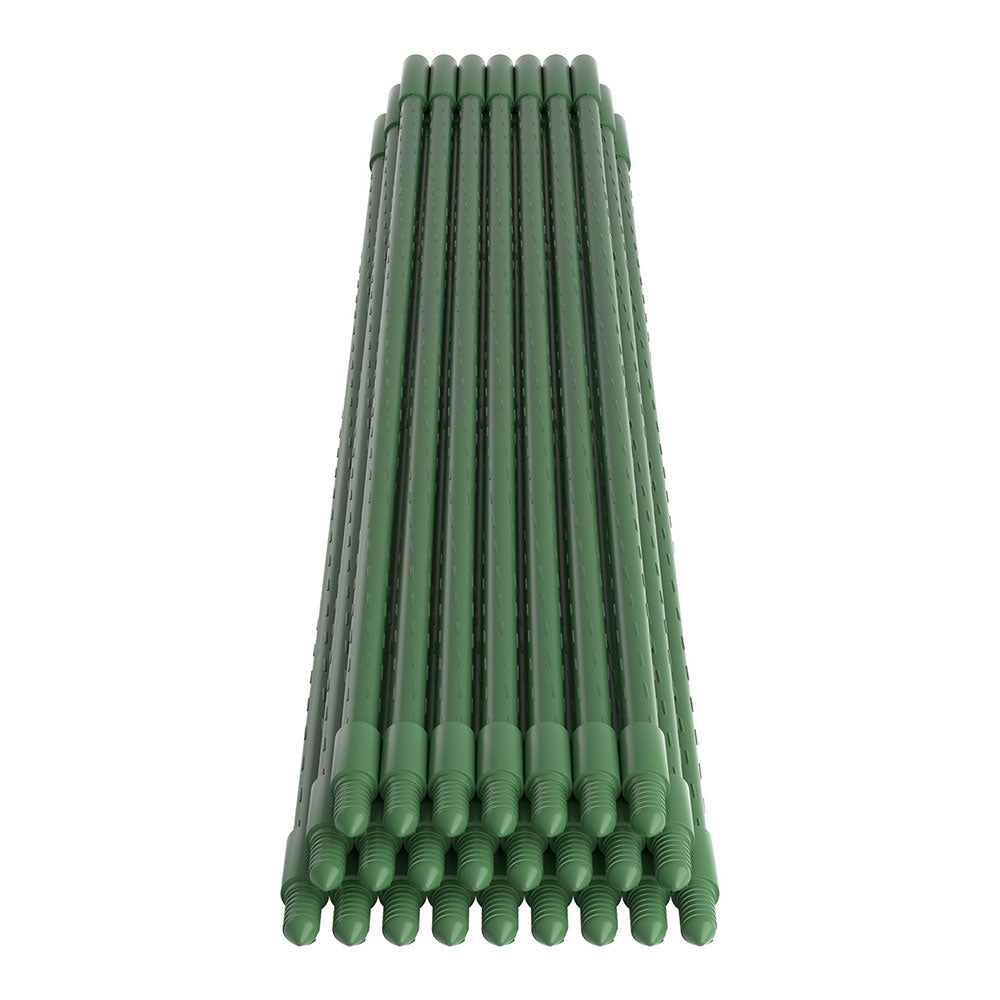 Set of 24 Green Metal Plant Stakes, Extendable - Greenfingers