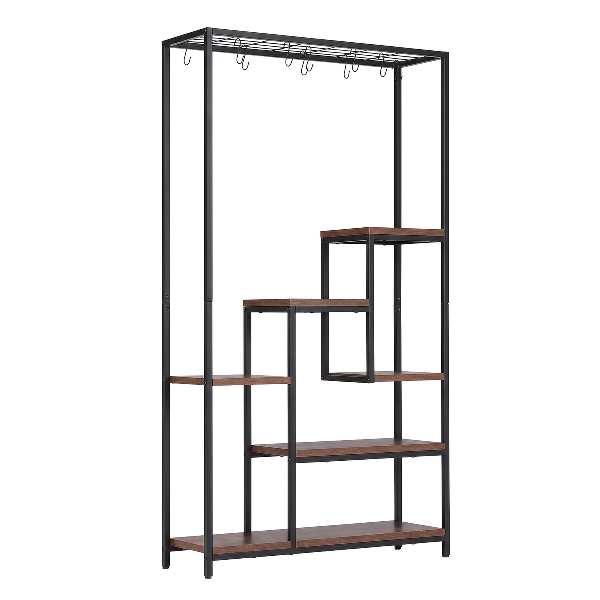 Artiss Tall Plant Stand Indoor, 6-Tier Pot Plant Shelf with Hanging Hooks, Metal & Wooden Flower Holder, Large Tiered Display Rack for Patio Garden Balcony Living Room, Indoor Outdoor Use