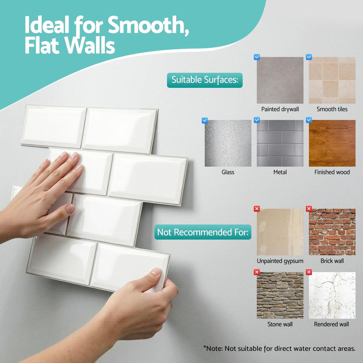 Artiss 3D Peel and Stick Subway Wall Tiles 10 Sheets, White