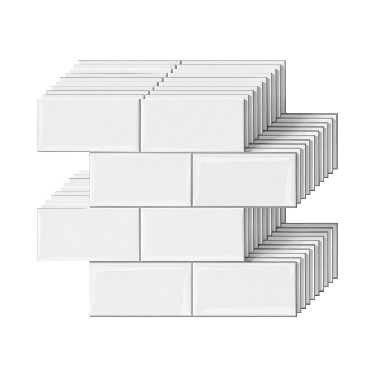 Artiss 3D Peel and Stick Subway Wall Tiles 10 Sheets, White