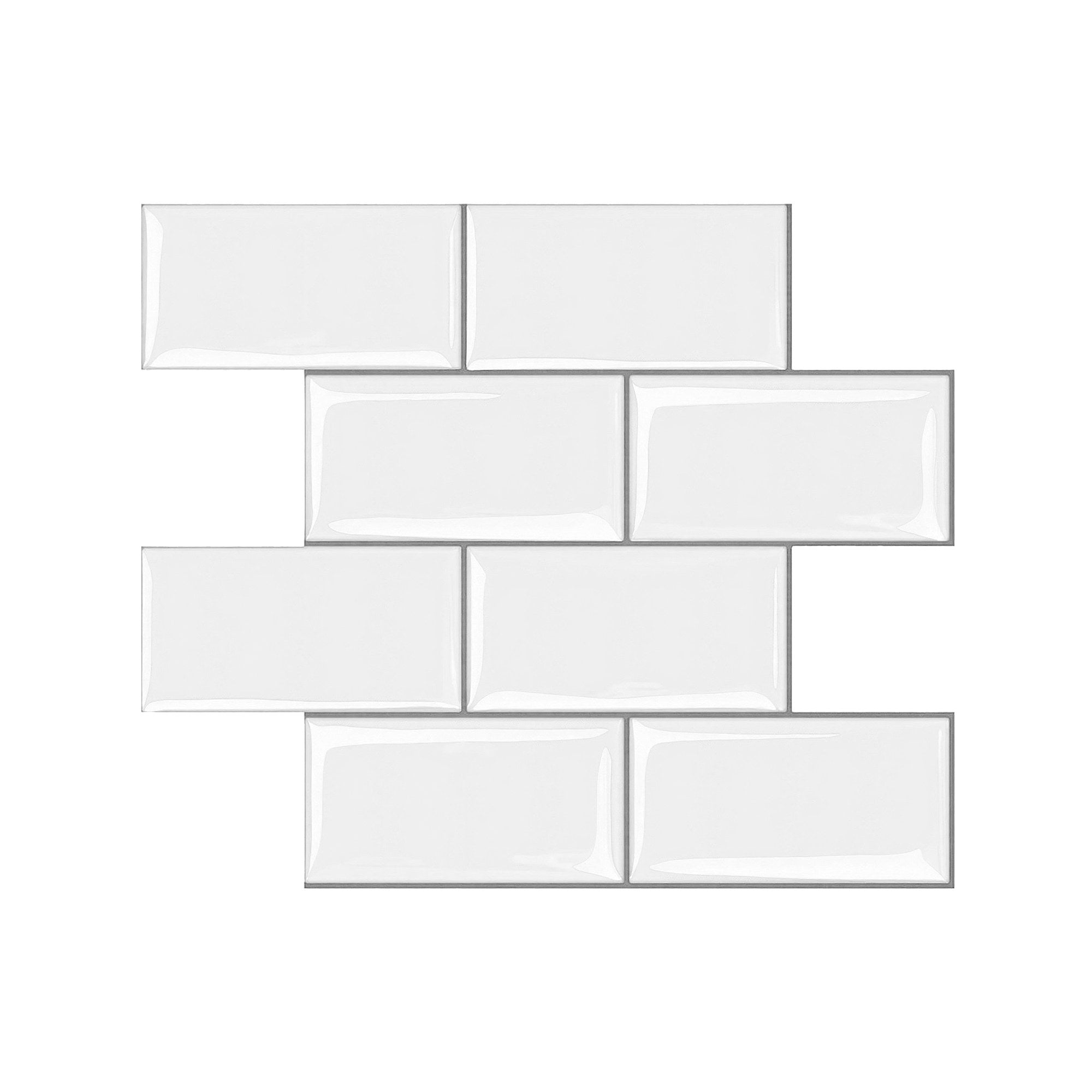 Artiss 3D Peel and Stick Wall Tiles Self Adhesive Subway Backsplash 10 Sheets, White