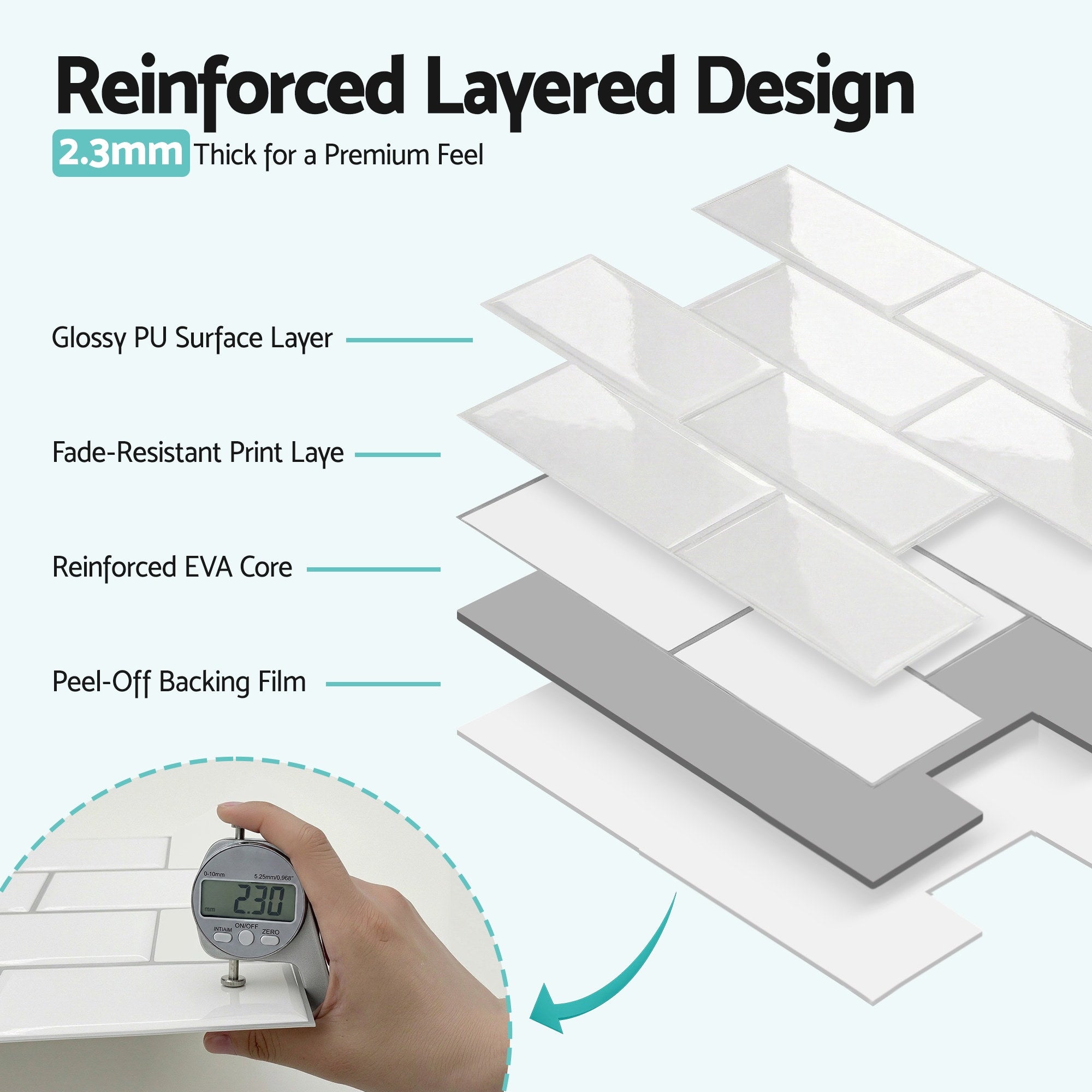 Artiss 3D Peel and Stick Wall Tiles Self Adhesive Subway Backsplash 10 Sheets, White