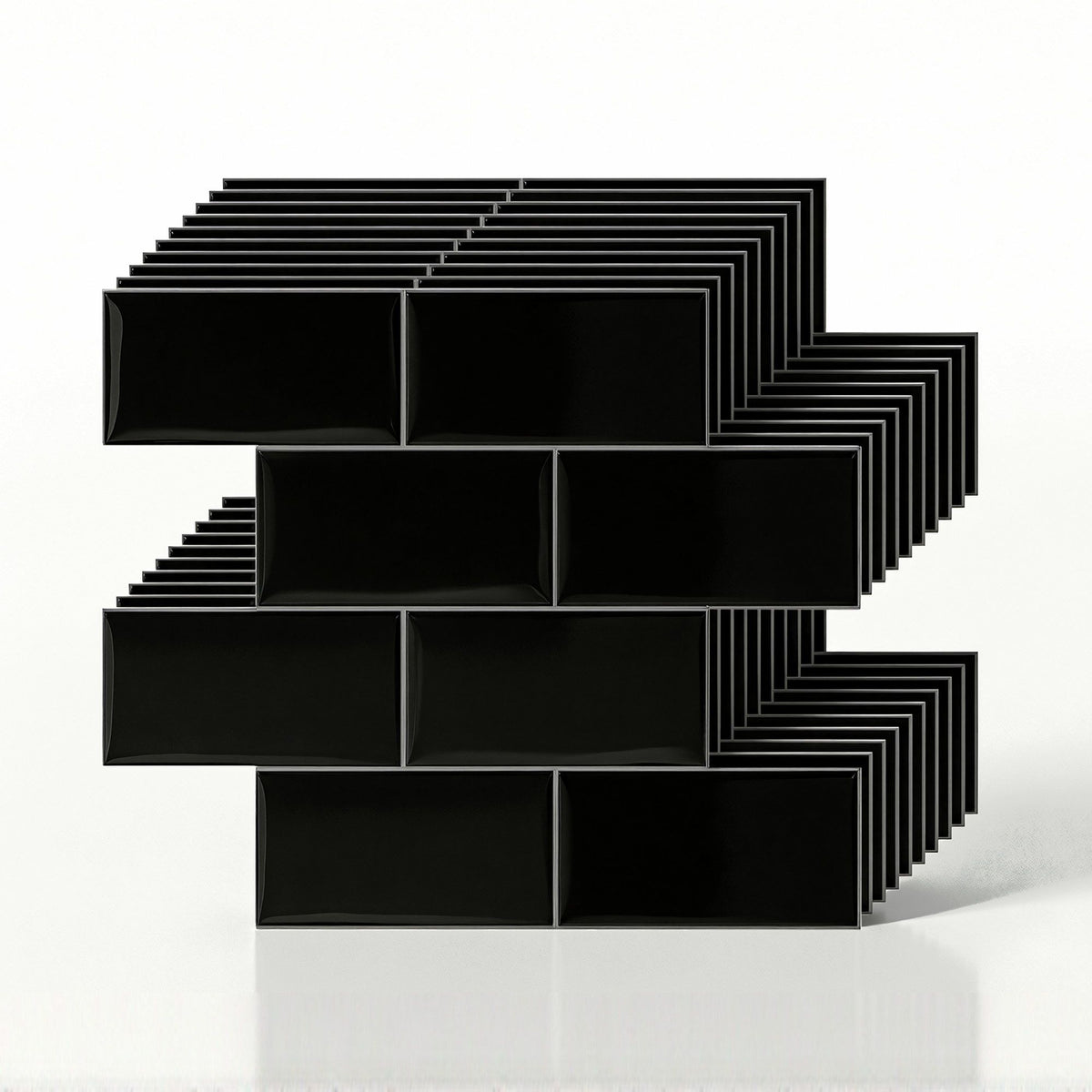 Artiss 3D Peel and Stick Subway Wall Tiles 10 Sheets Black