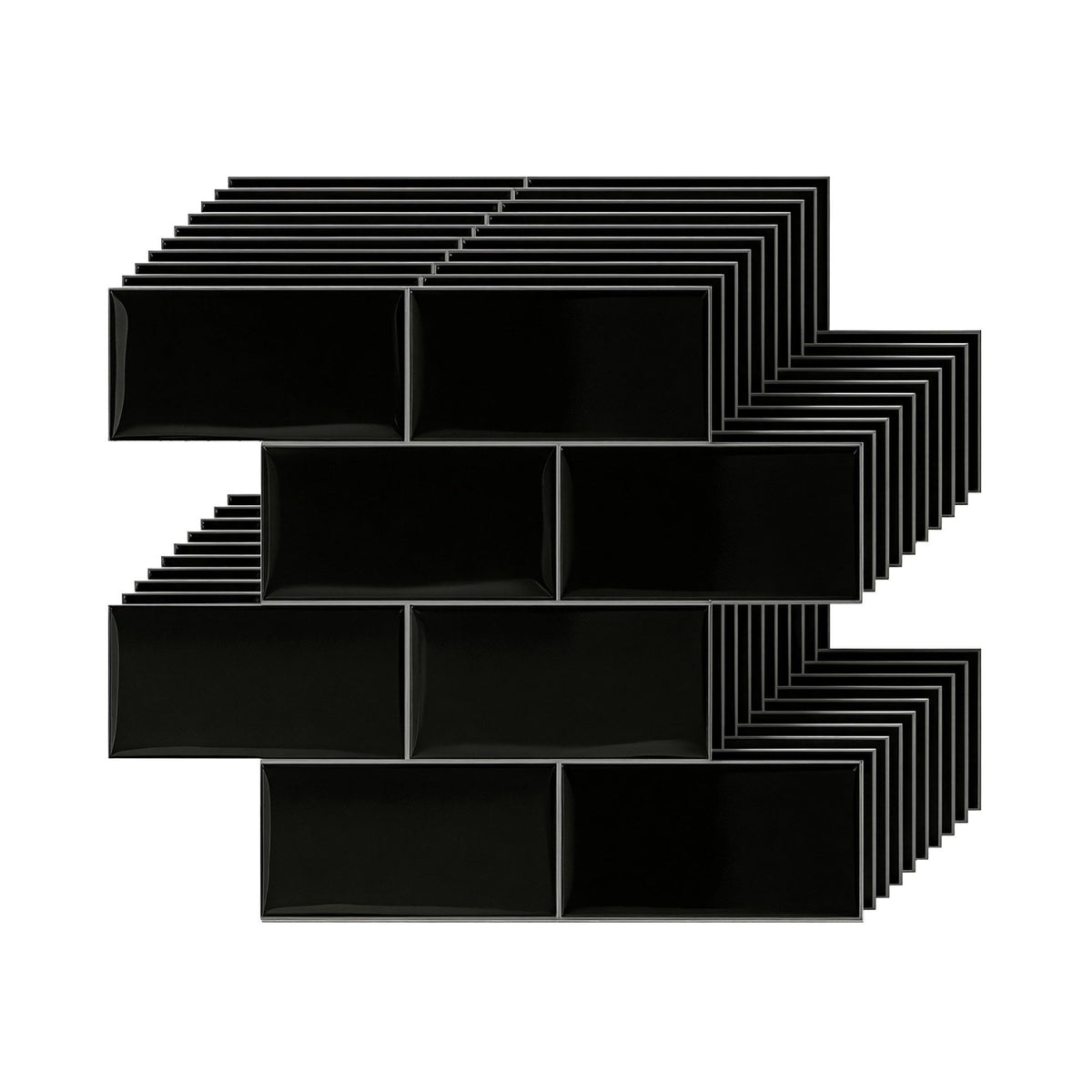 Artiss 3D Peel and Stick Subway Wall Tiles 10 Sheets Black