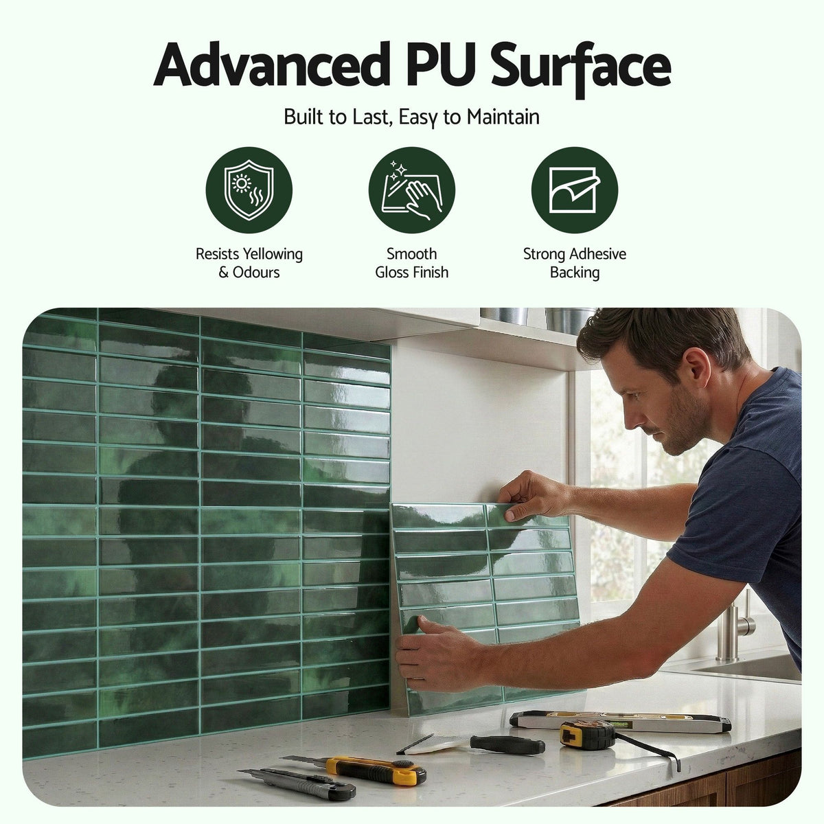Artiss 3D Peel and Stick Wall Tiles, 10 Pack, Green