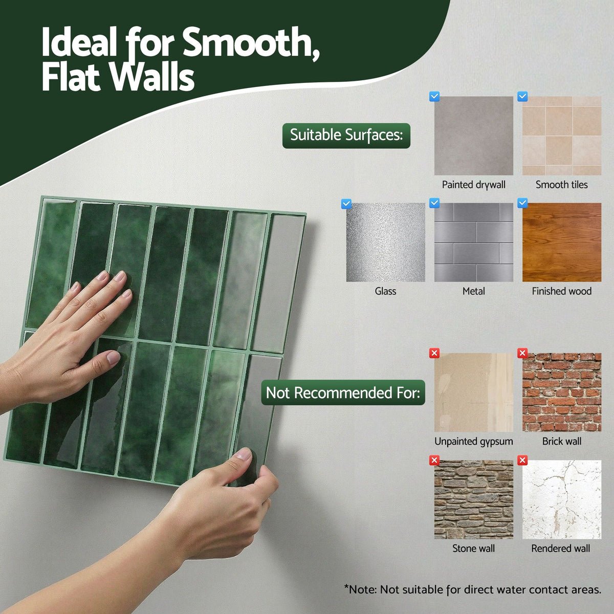 Artiss 3D Peel and Stick Wall Tiles, 10 Pack, Green