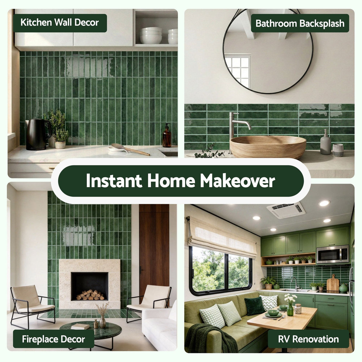 Artiss 3D Peel and Stick Wall Tiles, 10 Pack, Green