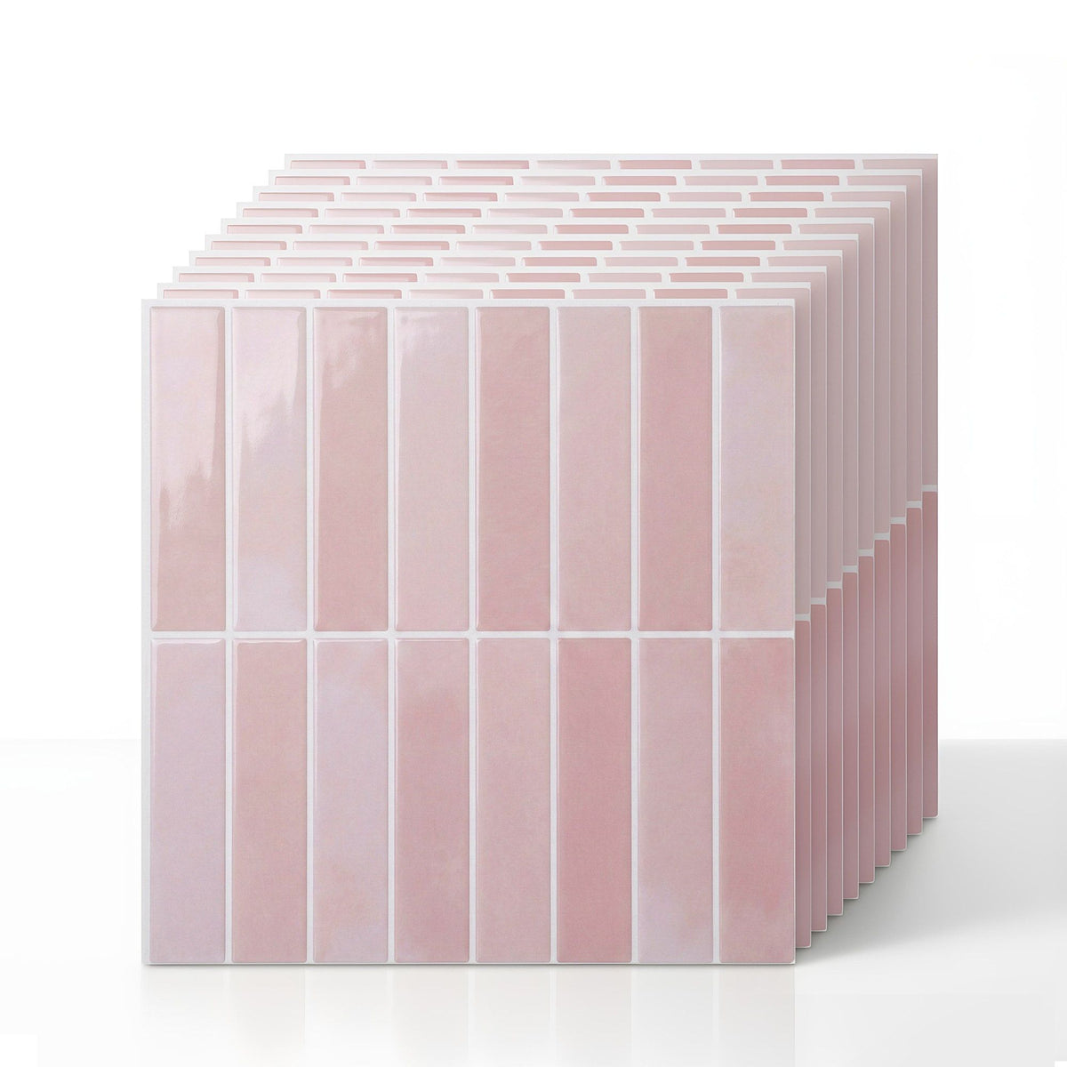 Artiss 3D Peel and Stick Wall Tiles LinearGrid 10 Sheets, Pink