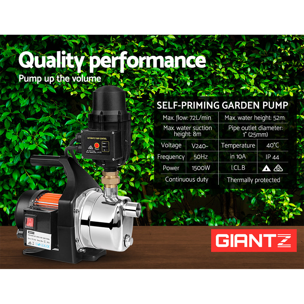 Giantz 1500W Garden Water Pump High Pressure Black