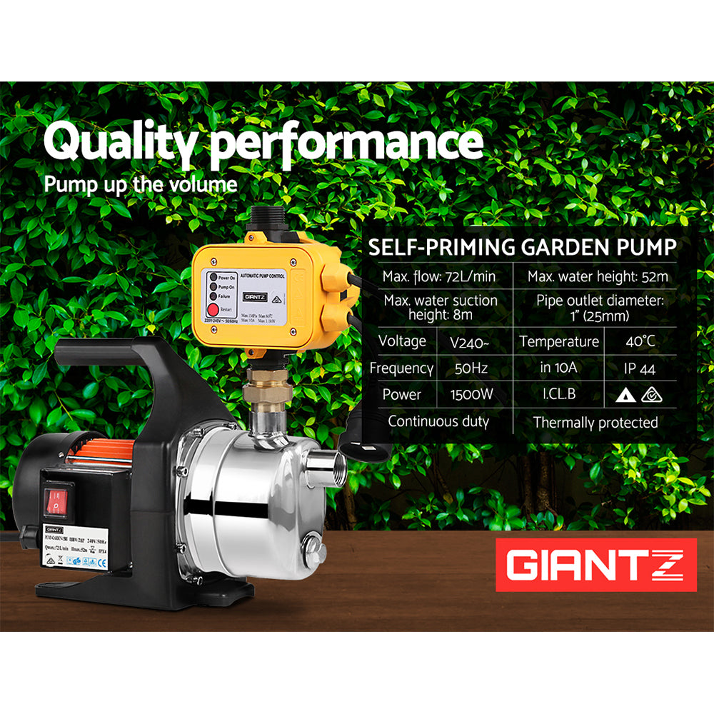 Giantz 1500W High-Pressure Garden Water Pump Yellow