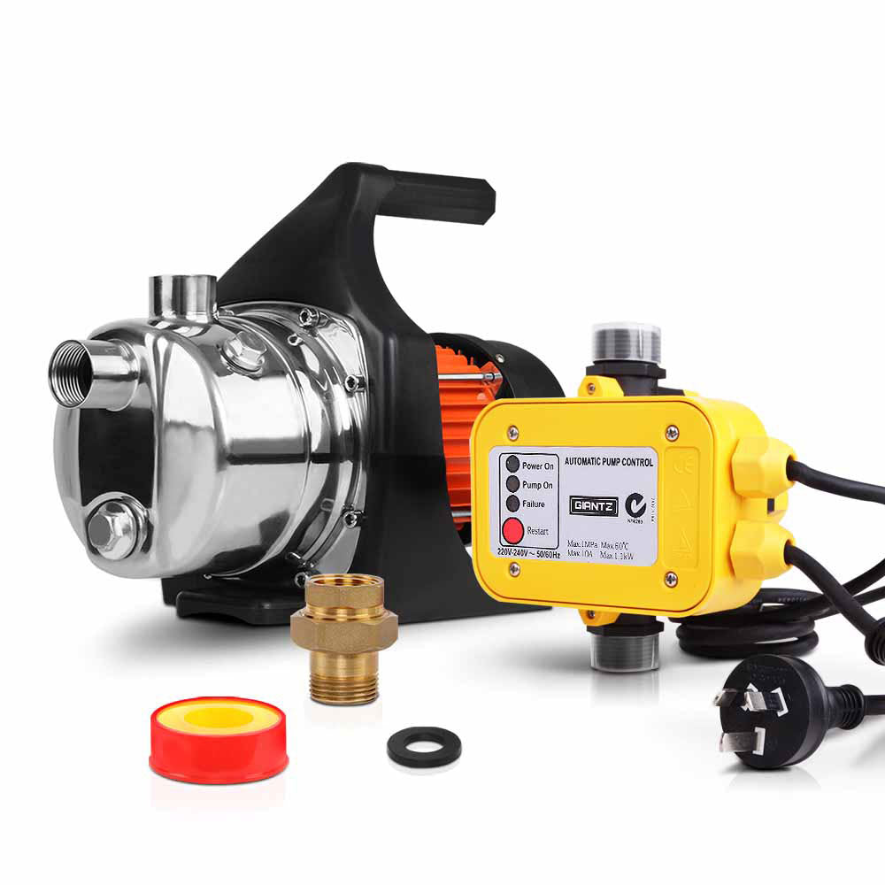 Giantz Garden Water Pump 1500W High Pressure Rain Tank Yellow