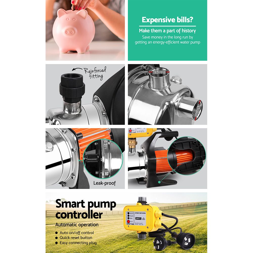 Giantz Garden Water Jet Pump 800W High Pressure Yellow