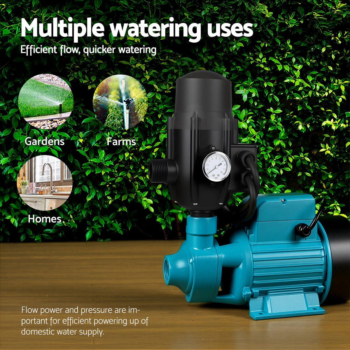 QB80 Peripheral Water Pump 750W Garden Irrigation Black