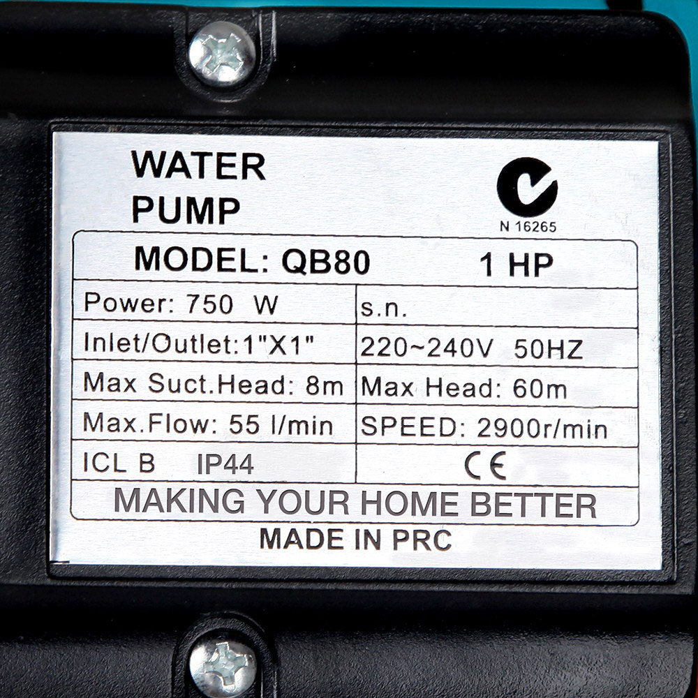 Giantz QB80 750W Peripheral Water Pump Yellow for Garden Irrigation