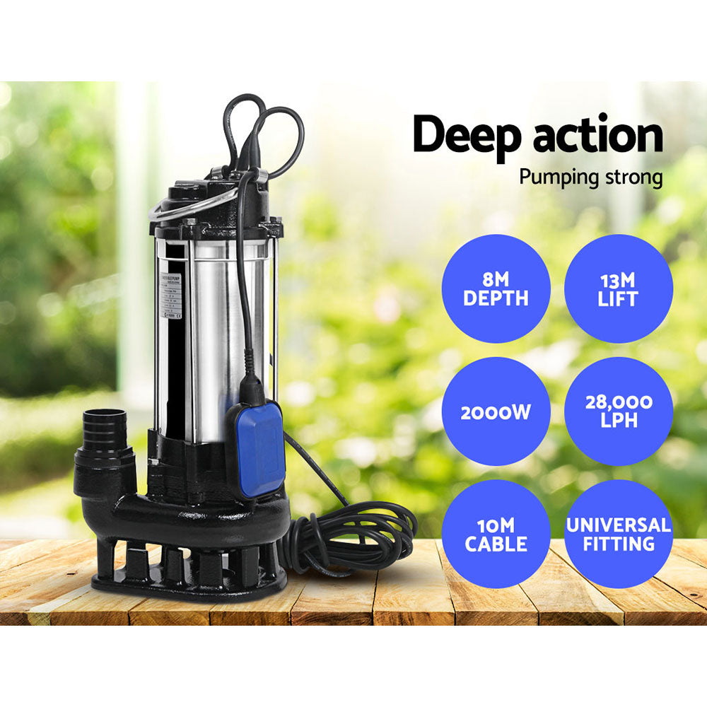 Giantz 2000W Submersible Water Pump Stainless Steel Automatic